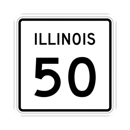 Illinois 50 (Illinois) (Road Sign) STICKER Vinyl Kiss-Cut Decal 2 Inch White - The Sticker Space