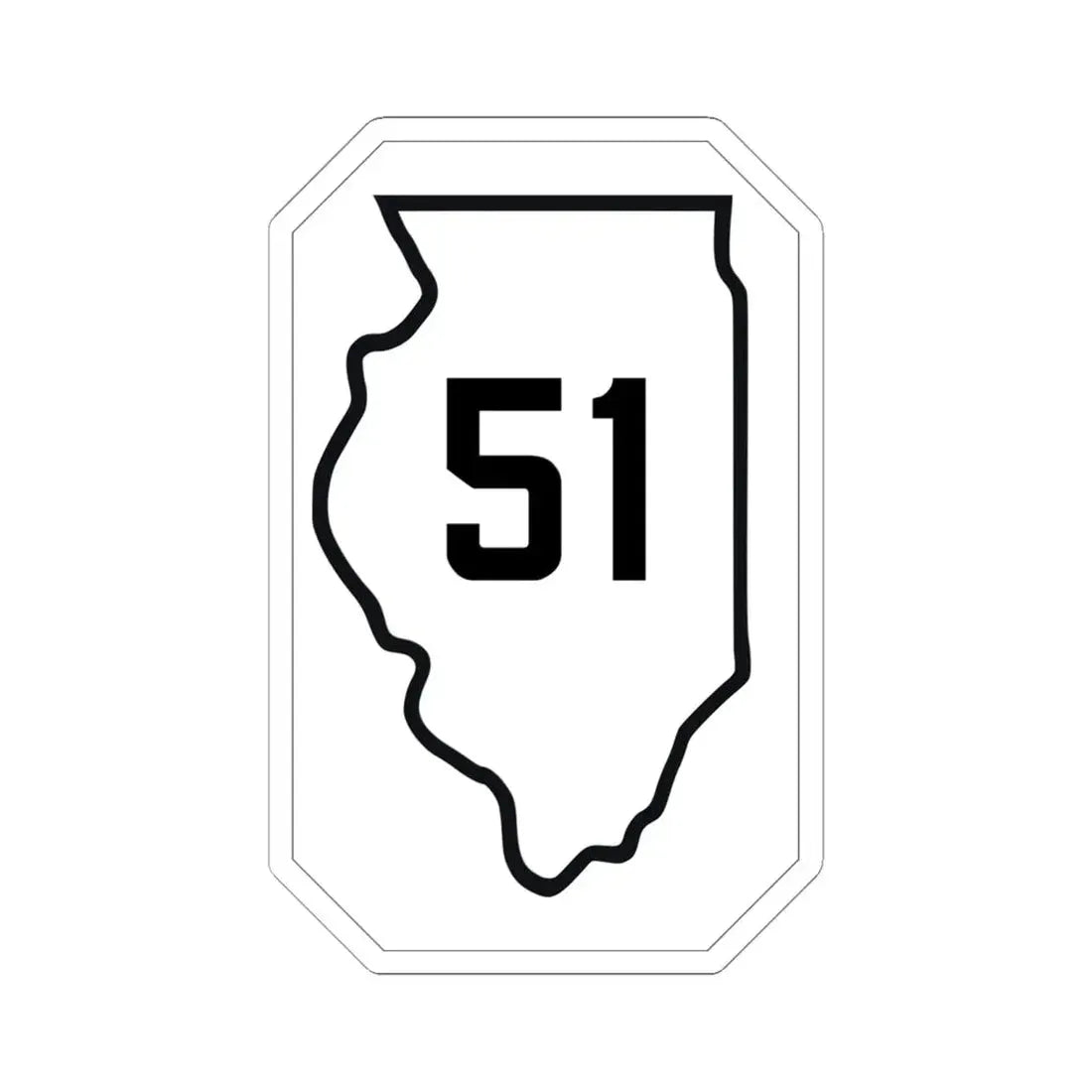 Illinois 51 1926 (Illinois) (Road Sign) STICKER Vinyl Kiss-Cut Decal 6 Inch White - The Sticker Space