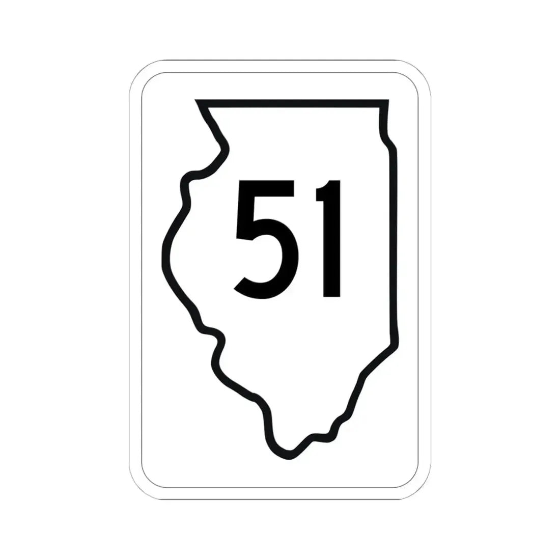 Illinois 51 1950 (Illinois) (Road Sign) STICKER Vinyl Kiss-Cut Decal 6 Inch White - The Sticker Space