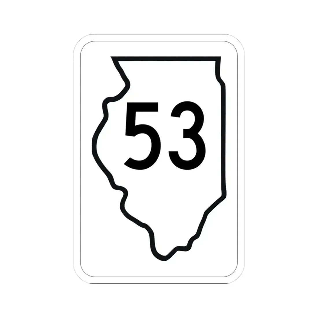 Illinois 53 1950 (Illinois) (Road Sign) STICKER Vinyl Kiss-Cut Decal 3 Inch White - The Sticker Space