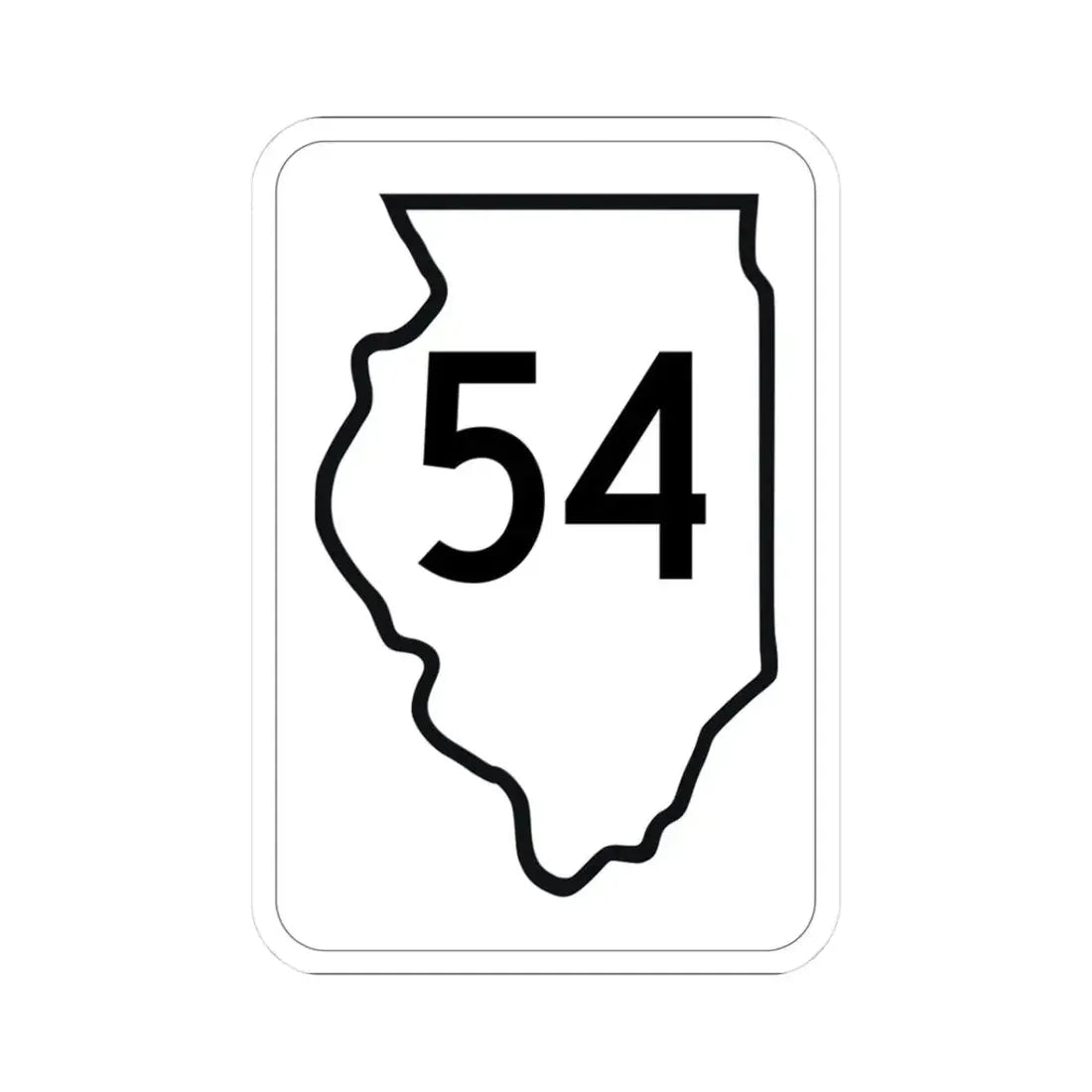 Illinois 54 1950 (Illinois) (Road Sign) STICKER Vinyl Kiss-Cut Decal 3 Inch White - The Sticker Space