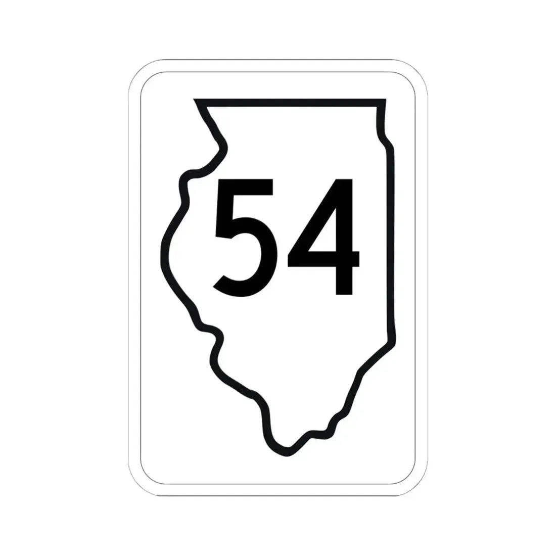 Illinois 54 1950 (Illinois) (Road Sign) STICKER Vinyl Kiss-Cut Decal 6 Inch White - The Sticker Space