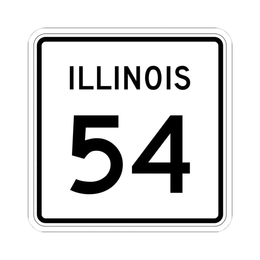 Illinois 54 (Illinois) (Road Sign) STICKER Vinyl Kiss-Cut Decal 4 Inch White - The Sticker Space