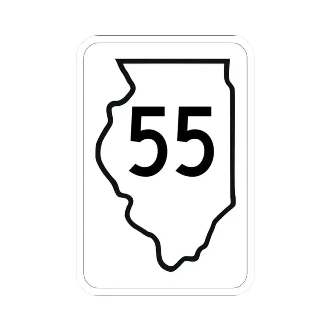 Illinois 55 1950 (Illinois) (Road Sign) STICKER Vinyl Kiss-Cut Decal 2 Inch White - The Sticker Space