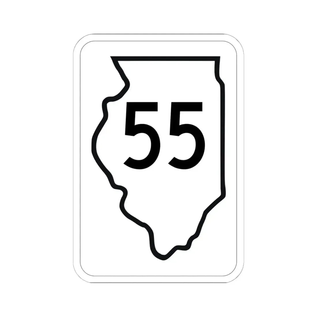 Illinois 55 1950 (Illinois) (Road Sign) STICKER Vinyl Kiss-Cut Decal 6 Inch White - The Sticker Space