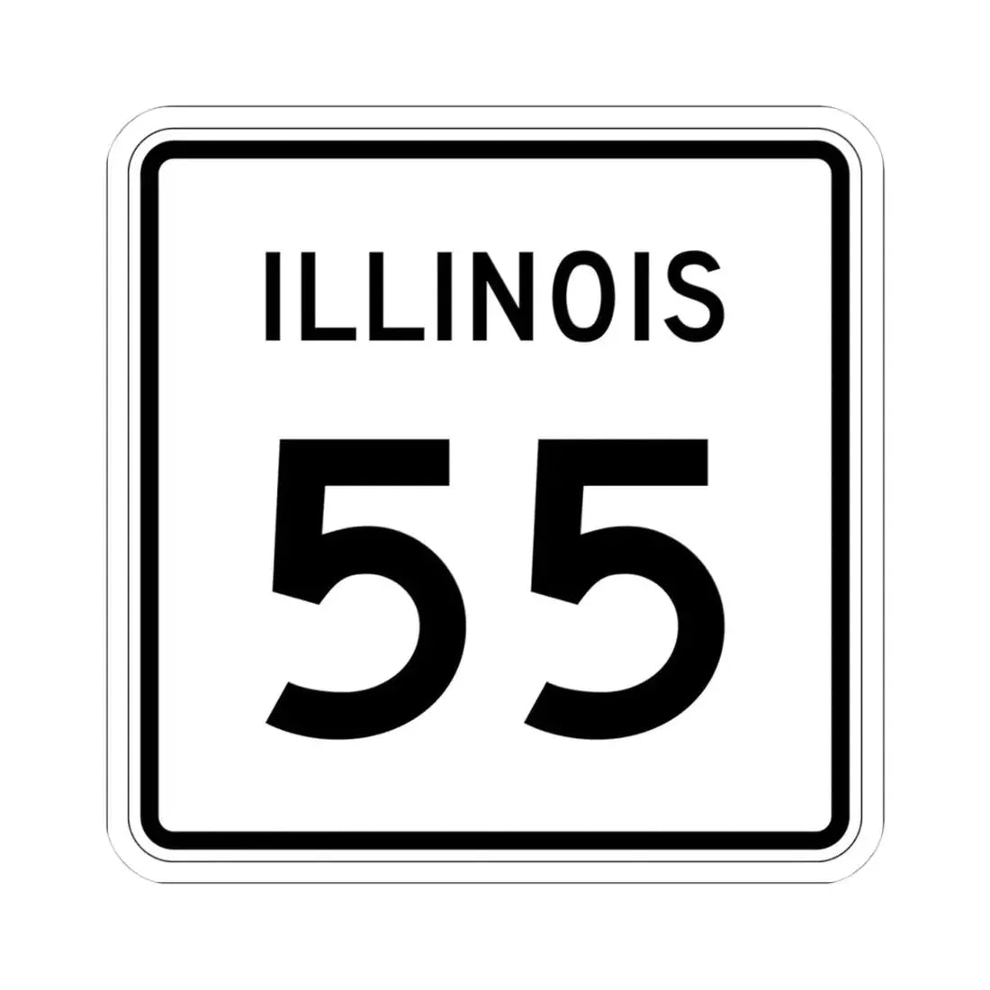 Illinois 55 (Illinois) (Road Sign) STICKER Vinyl Kiss-Cut Decal 4 Inch White - The Sticker Space