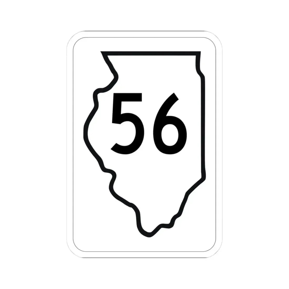 Illinois 56 1950 (Illinois) (Road Sign) STICKER Vinyl Kiss-Cut Decal 3 Inch White - The Sticker Space
