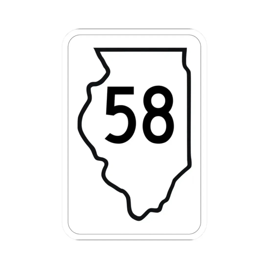 Illinois 58 1950 (Illinois) (Road Sign) STICKER Vinyl Kiss-Cut Decal 2 Inch White - The Sticker Space