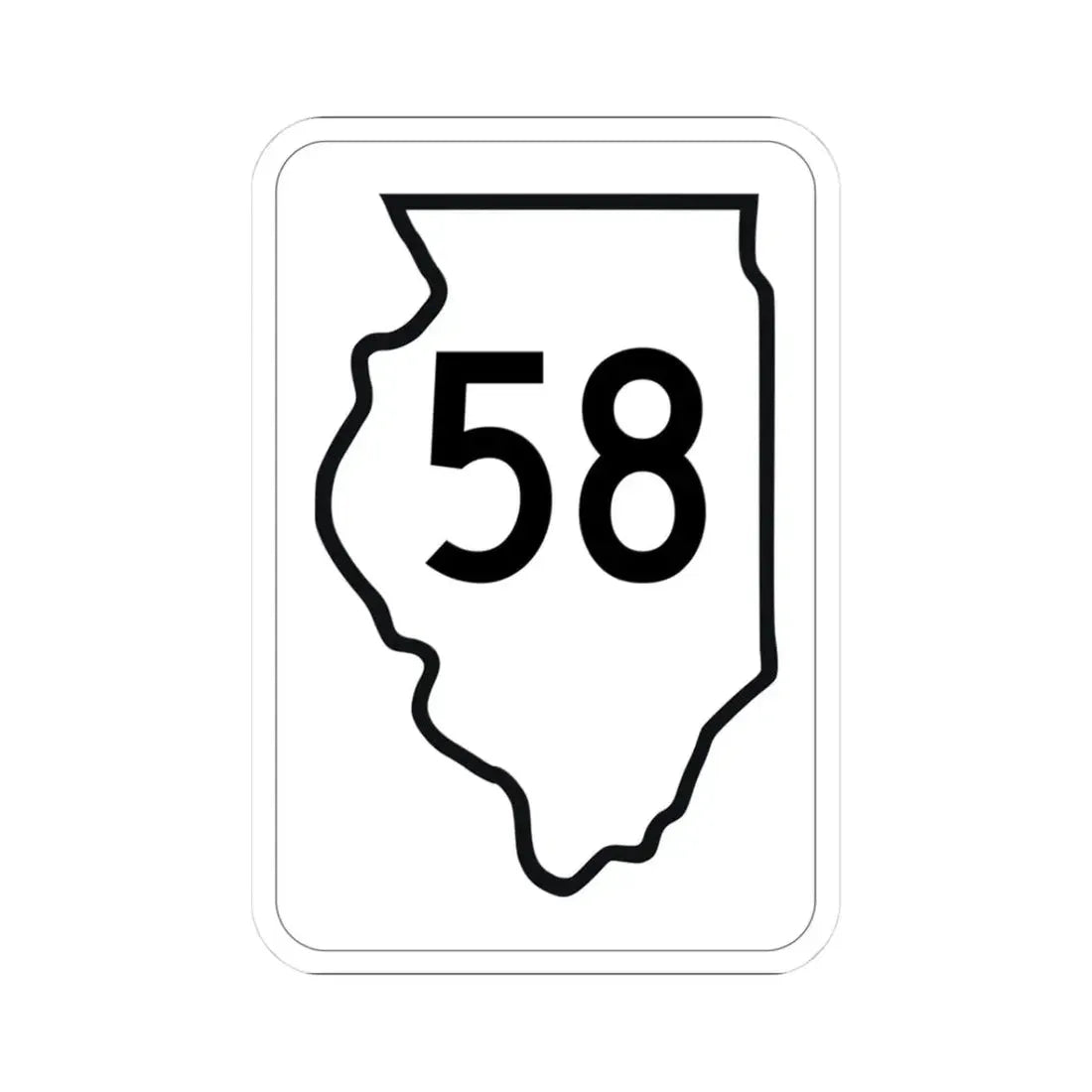 Illinois 58 1950 (Illinois) (Road Sign) STICKER Vinyl Kiss-Cut Decal 3 Inch White - The Sticker Space
