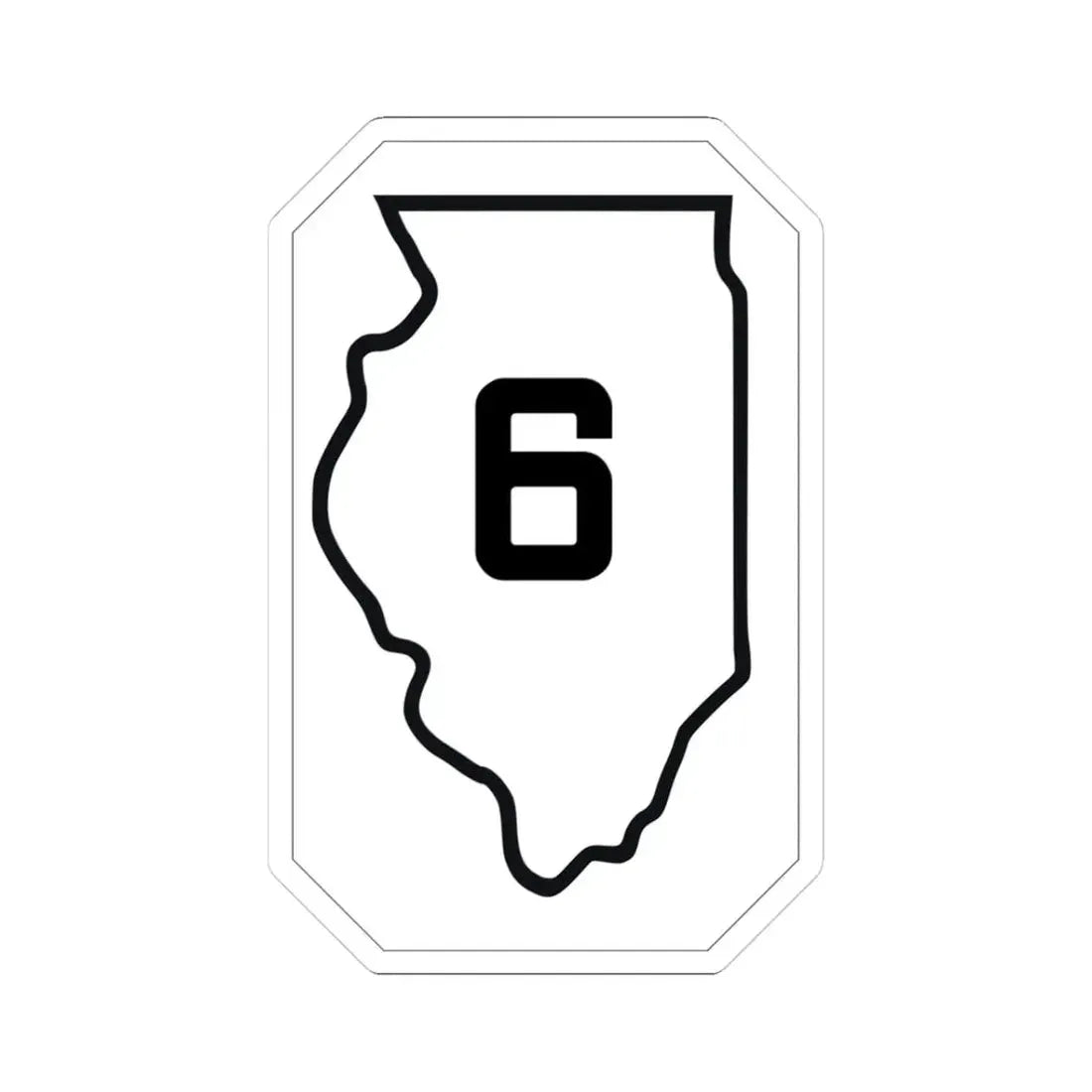 Illinois 6 1926 (Illinois) (Road Sign) STICKER Vinyl Kiss-Cut Decal 3 Inch White - The Sticker Space