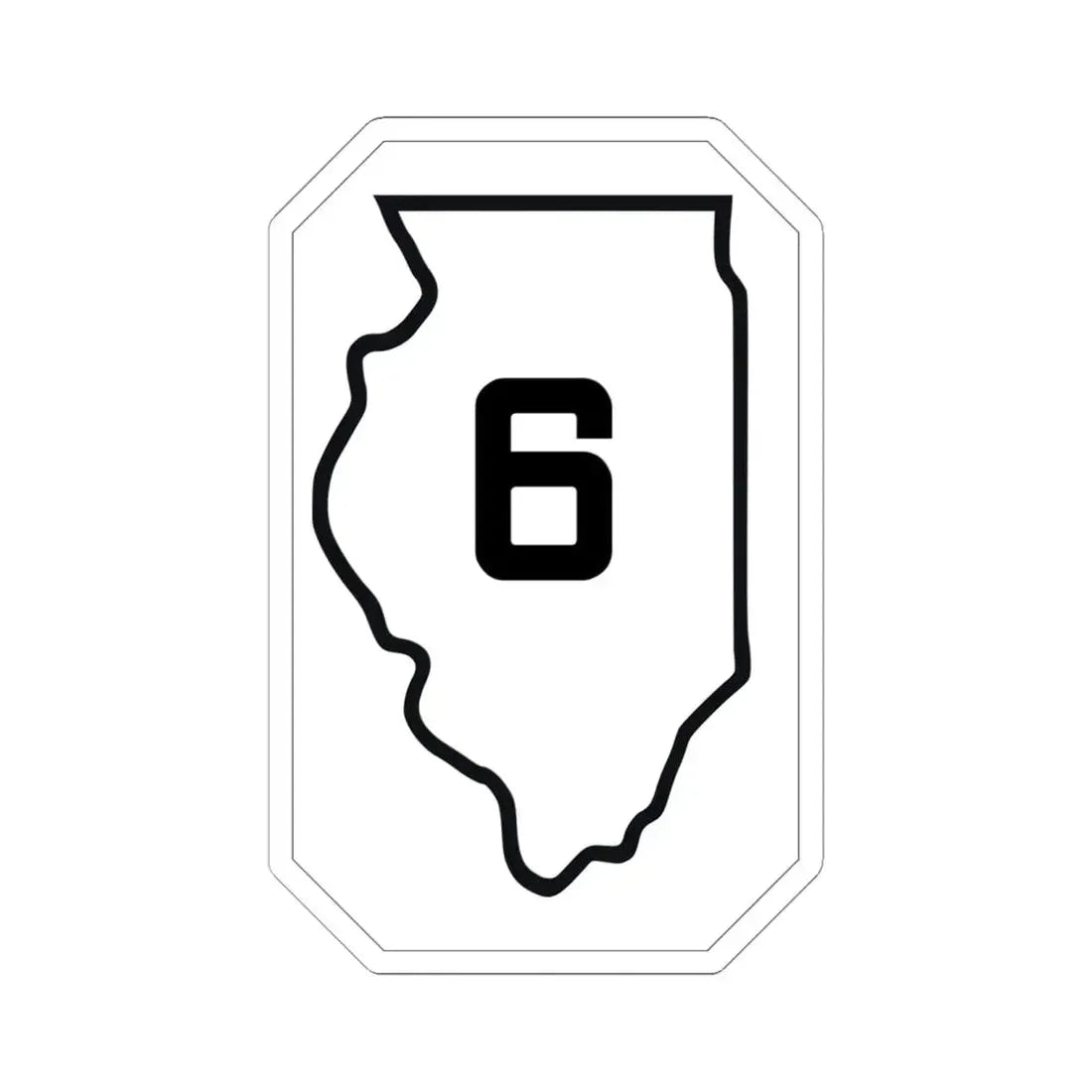 Illinois 6 1926 (Illinois) (Road Sign) STICKER Vinyl Kiss-Cut Decal 6 Inch White - The Sticker Space