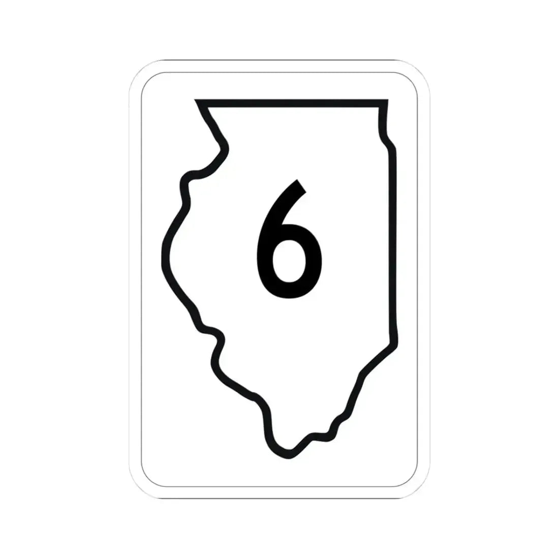 Illinois 6 1950 (Illinois) (Road Sign) STICKER Vinyl Kiss-Cut Decal 3 Inch White - The Sticker Space