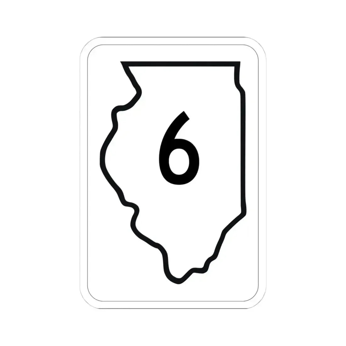 Illinois 6 1950 (Illinois) (Road Sign) STICKER Vinyl Kiss-Cut Decal 4 Inch White - The Sticker Space
