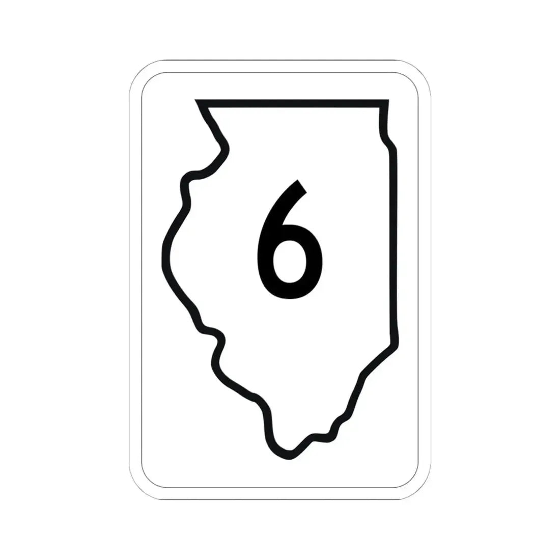 Illinois 6 1950 (Illinois) (Road Sign) STICKER Vinyl Kiss-Cut Decal 6 Inch White - The Sticker Space