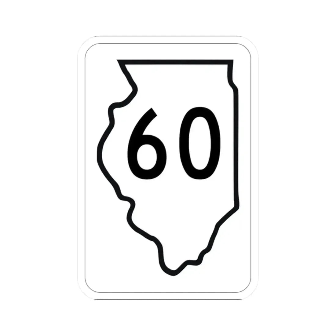 Illinois 60 1950 (Illinois) (Road Sign) STICKER Vinyl Kiss-Cut Decal 2 Inch White - The Sticker Space