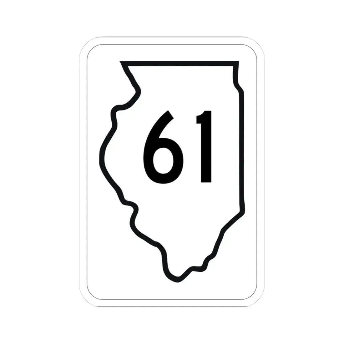 Illinois 61 1950 (Illinois) (Road Sign) STICKER Vinyl Kiss-Cut Decal 3 Inch White - The Sticker Space