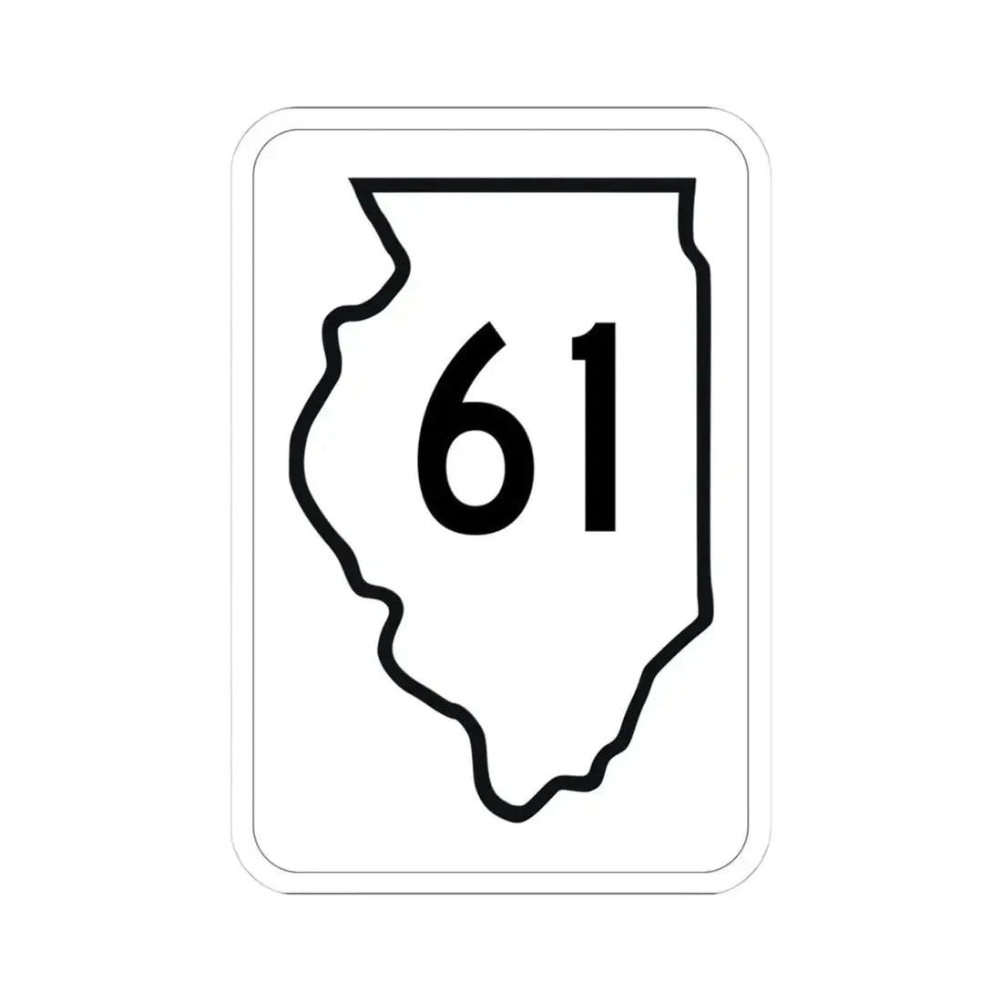 Illinois 61 1950 (Illinois) (Road Sign) STICKER Vinyl Kiss-Cut Decal 4 Inch White - The Sticker Space