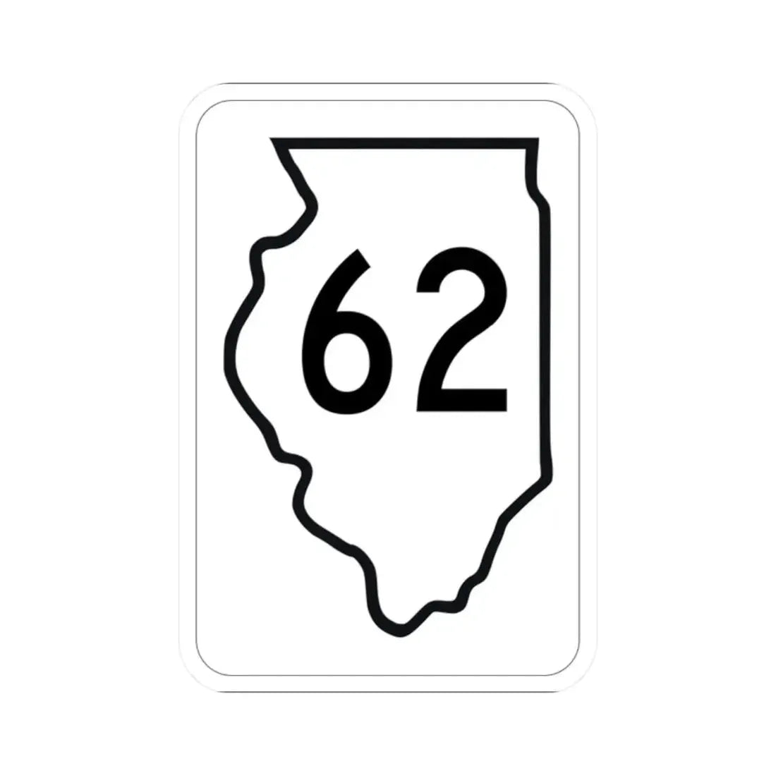 Illinois 62 1950 (Illinois) (Road Sign) STICKER Vinyl Kiss-Cut Decal 2 Inch White - The Sticker Space