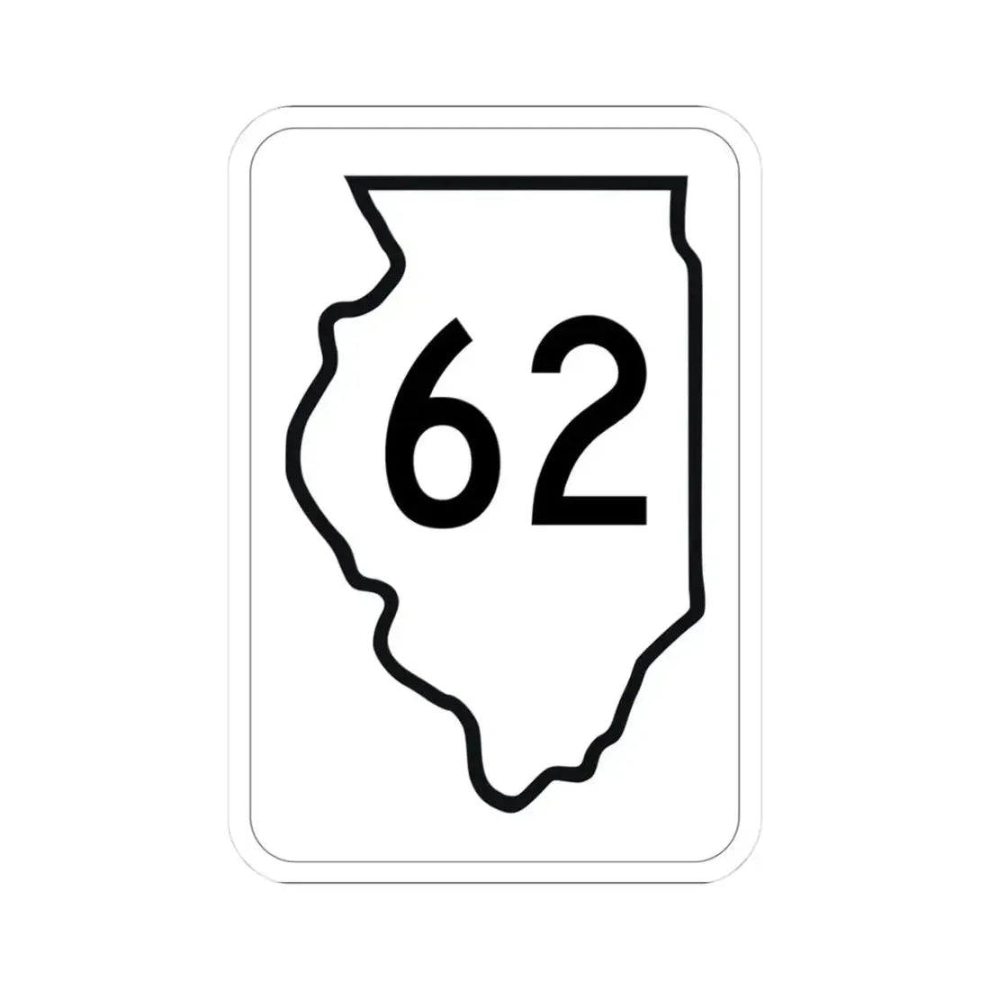 Illinois 62 1950 (Illinois) (Road Sign) STICKER Vinyl Kiss-Cut Decal 3 Inch White - The Sticker Space