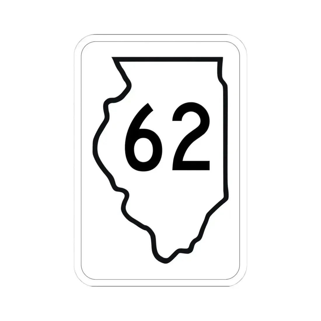 Illinois 62 1950 (Illinois) (Road Sign) STICKER Vinyl Kiss-Cut Decal 4 Inch White - The Sticker Space