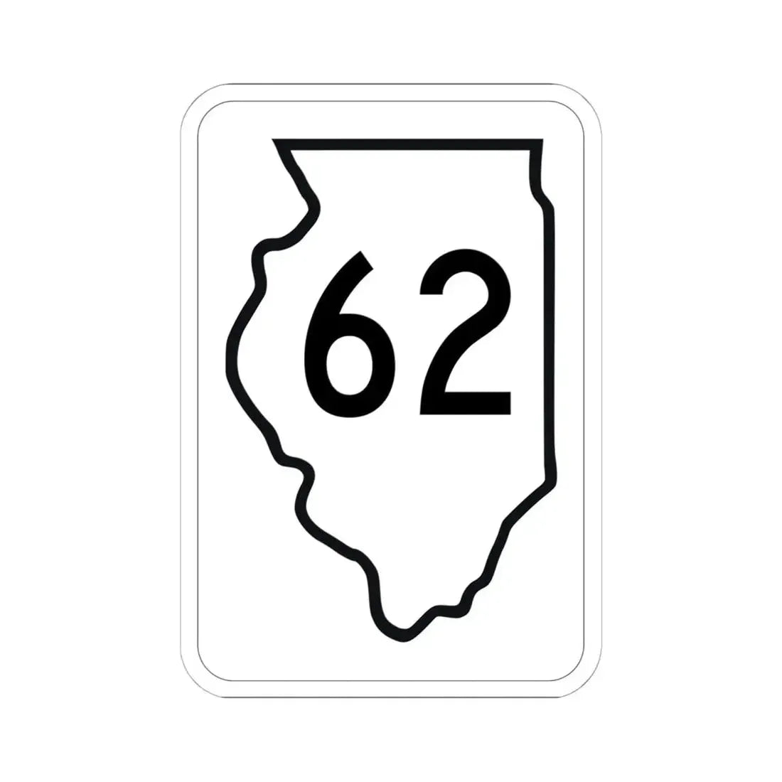 Illinois 62 1950 (Illinois) (Road Sign) STICKER Vinyl Kiss-Cut Decal 6 Inch White - The Sticker Space