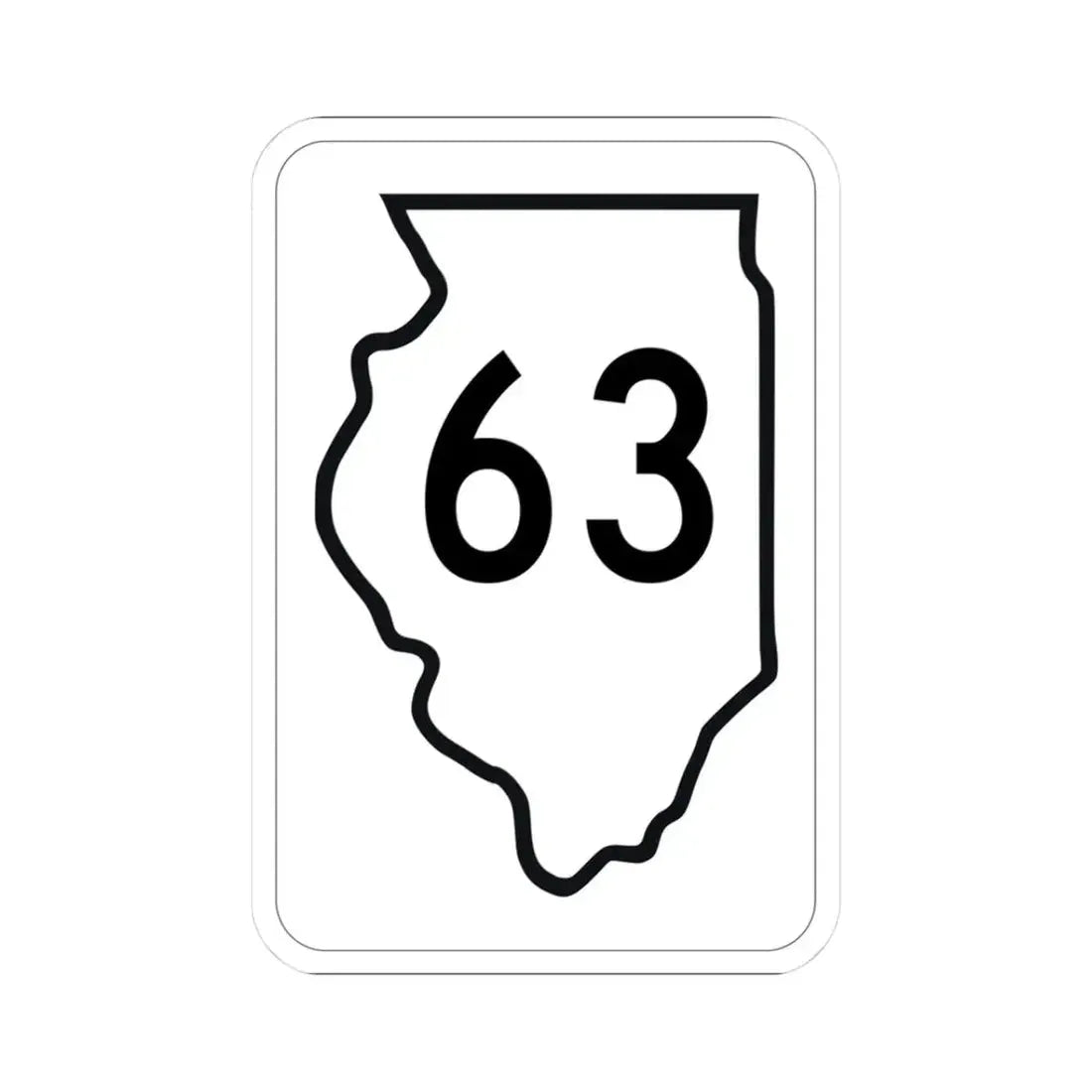 Illinois 63 1950 (Illinois) (Road Sign) STICKER Vinyl Kiss-Cut Decal 3 Inch White - The Sticker Space