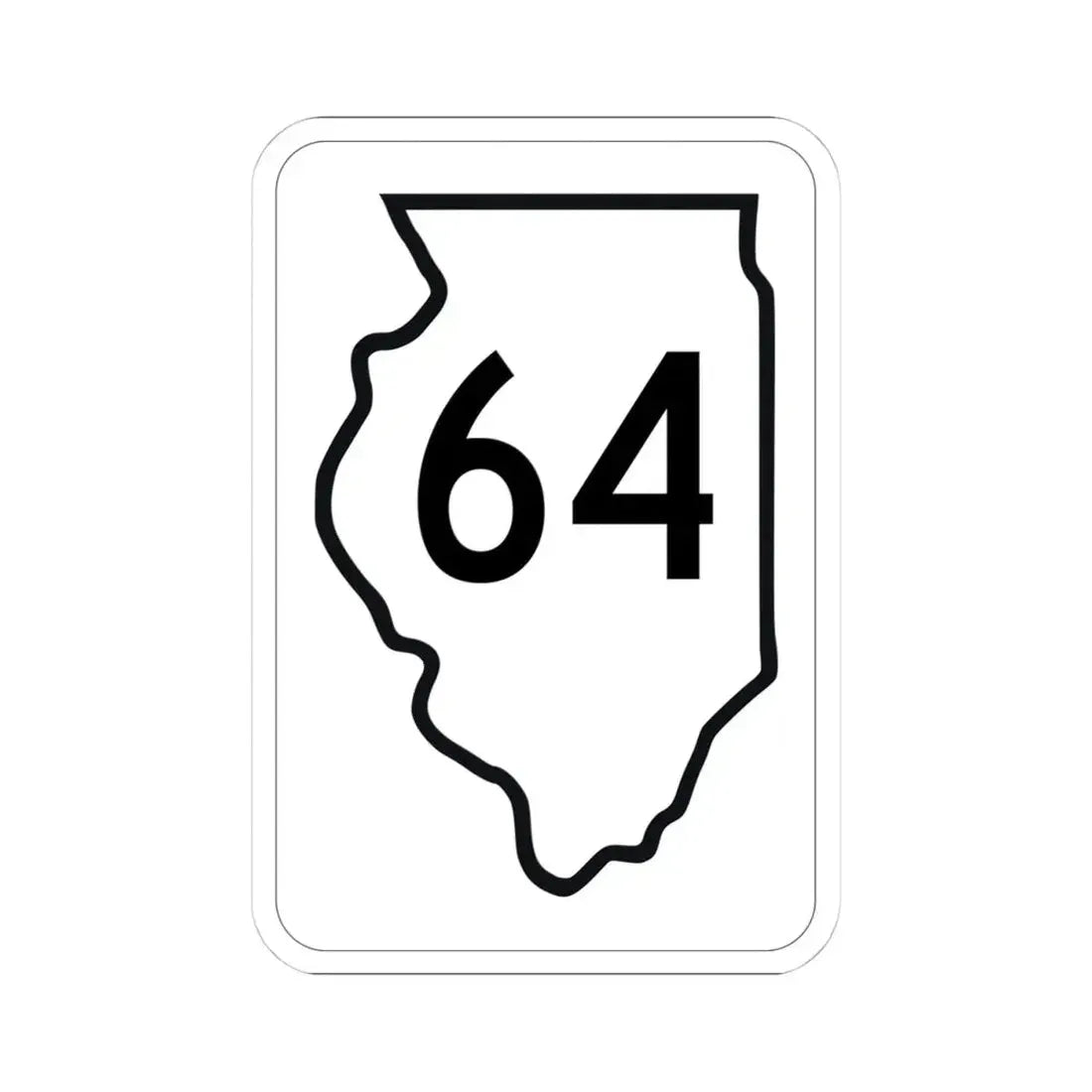 Illinois 64 1950 (Illinois) (Road Sign) STICKER Vinyl Kiss-Cut Decal 4 Inch White - The Sticker Space
