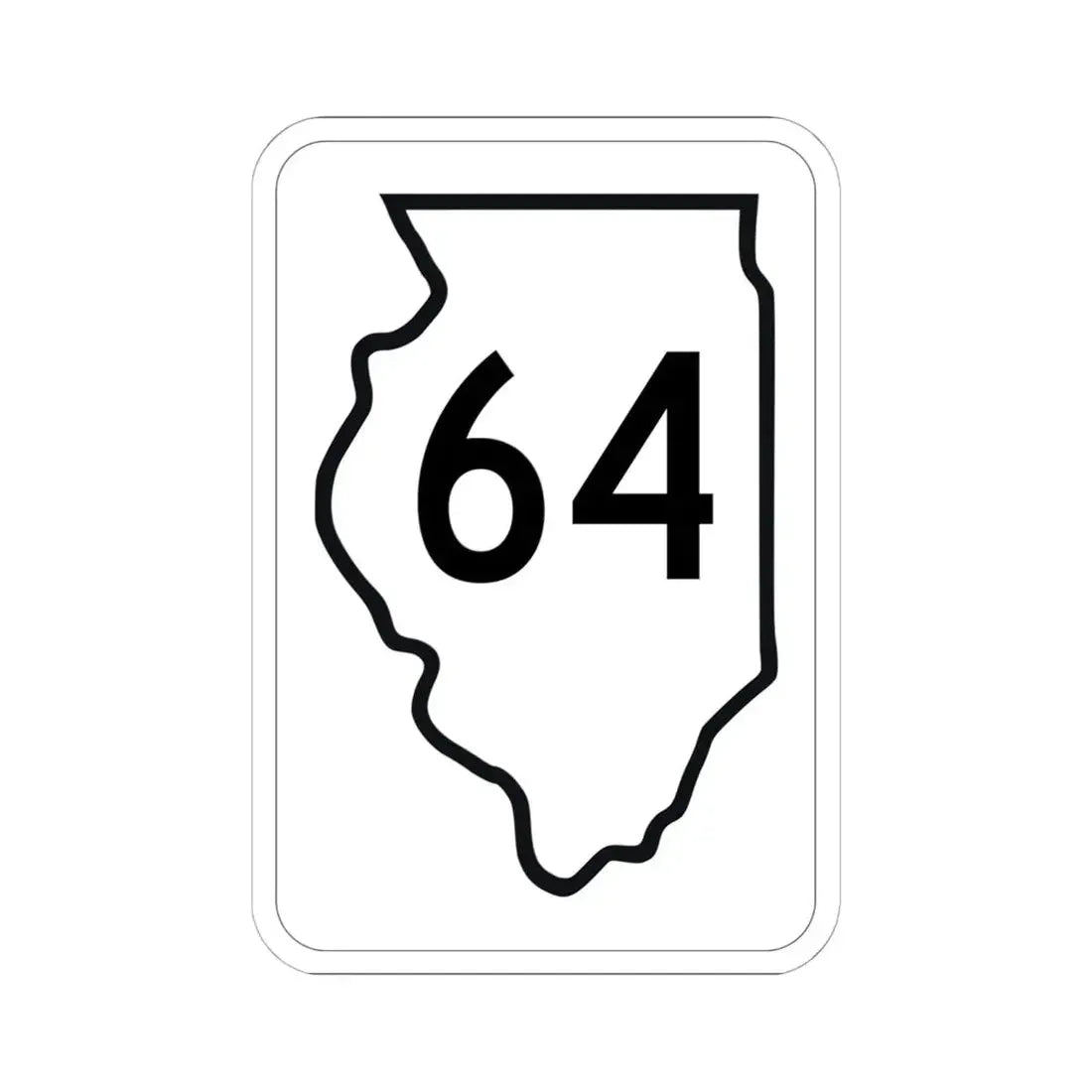 Illinois 64 1950 (Illinois) (Road Sign) STICKER Vinyl Kiss-Cut Decal 6 Inch White - The Sticker Space