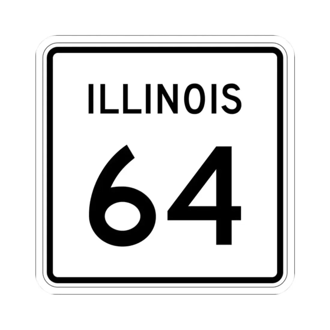 Illinois 64 (Illinois) (Road Sign) STICKER Vinyl Kiss-Cut Decal 2 Inch White - The Sticker Space