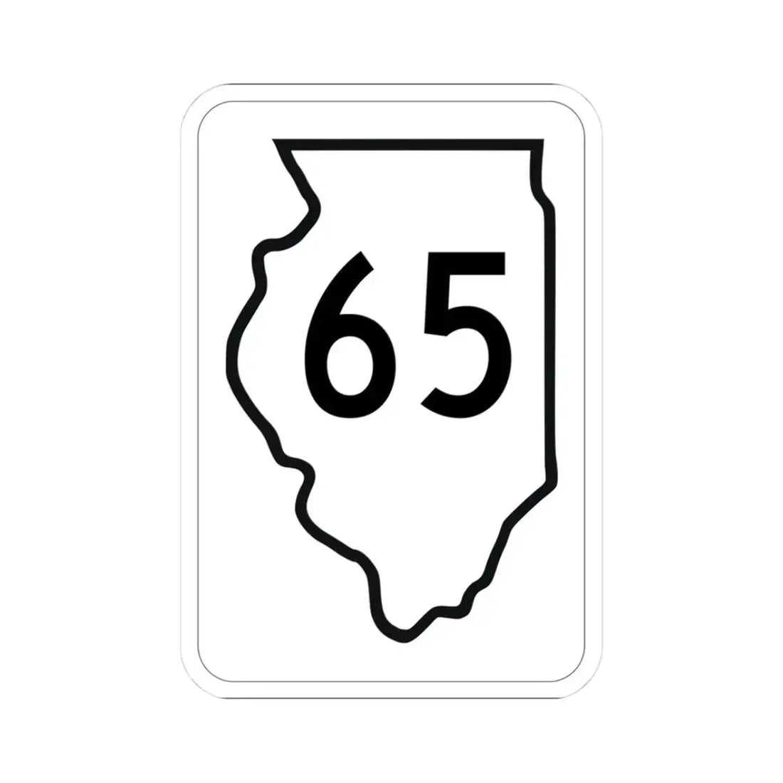 Illinois 65 1950 (Illinois) (Road Sign) STICKER Vinyl Kiss-Cut Decal 3 Inch White - The Sticker Space