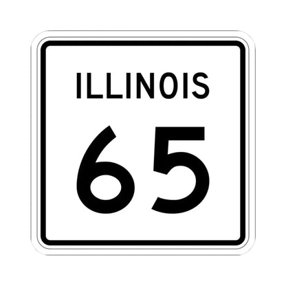 Illinois 65 (Illinois) (Road Sign) STICKER Vinyl Kiss-Cut Decal 3 Inch White - The Sticker Space
