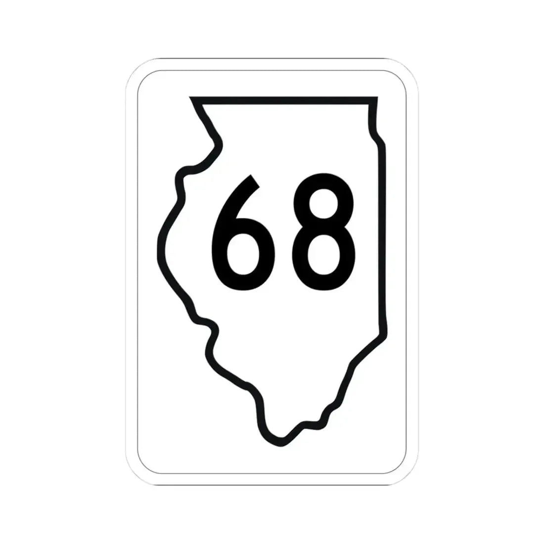 Illinois 68 1950 (Illinois) (Road Sign) STICKER Vinyl Kiss-Cut Decal 3 Inch White - The Sticker Space