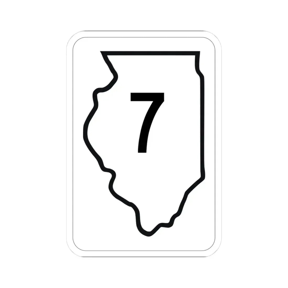 Illinois 7 1950 (Illinois) (Road Sign) STICKER Vinyl Kiss-Cut Decal 3 Inch White - The Sticker Space