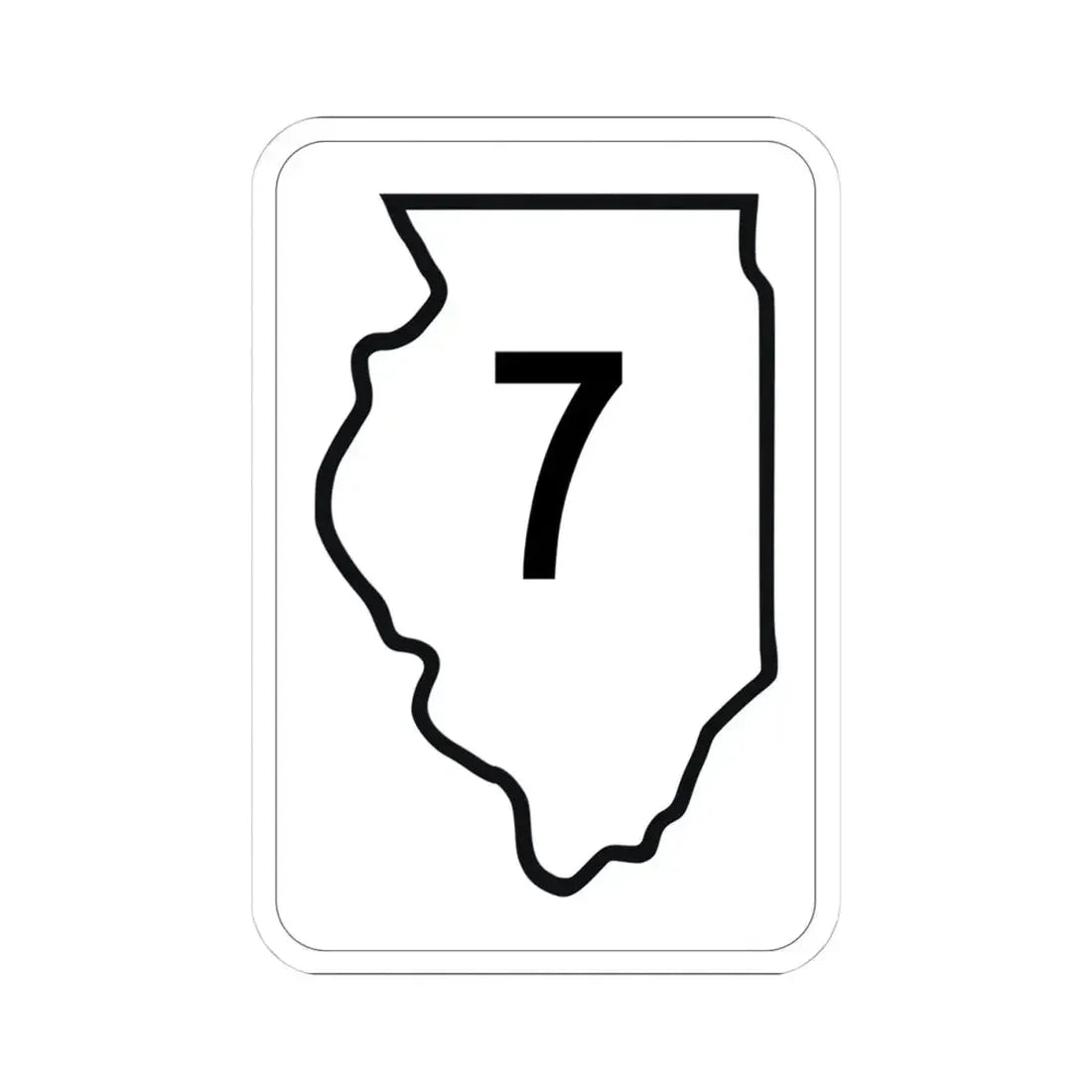 Illinois 7 1950 (Illinois) (Road Sign) STICKER Vinyl Kiss-Cut Decal 4 Inch White - The Sticker Space