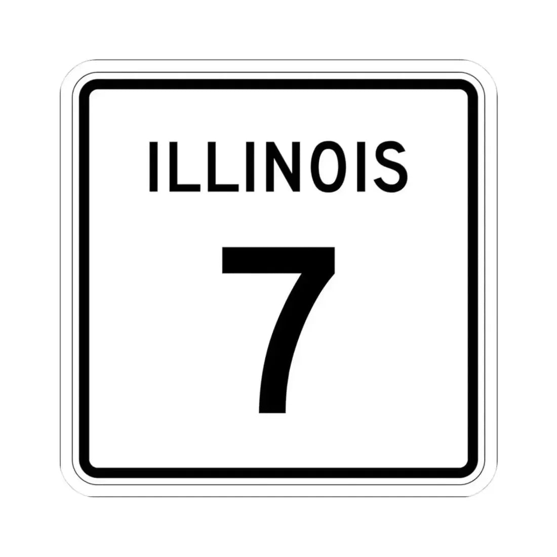 Illinois 7 (Illinois) (Road Sign) STICKER Vinyl Kiss-Cut Decal 3 Inch White - The Sticker Space