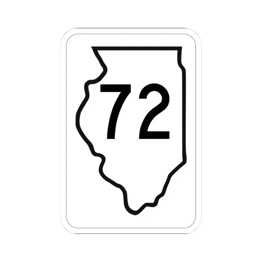 Illinois 72 1950 (Illinois) (Road Sign) STICKER Vinyl Kiss-Cut Decal 3 Inch White - The Sticker Space