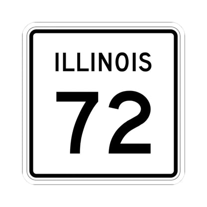 Illinois 72 (Illinois) (Road Sign) STICKER Vinyl Kiss-Cut Decal 3 Inch White - The Sticker Space