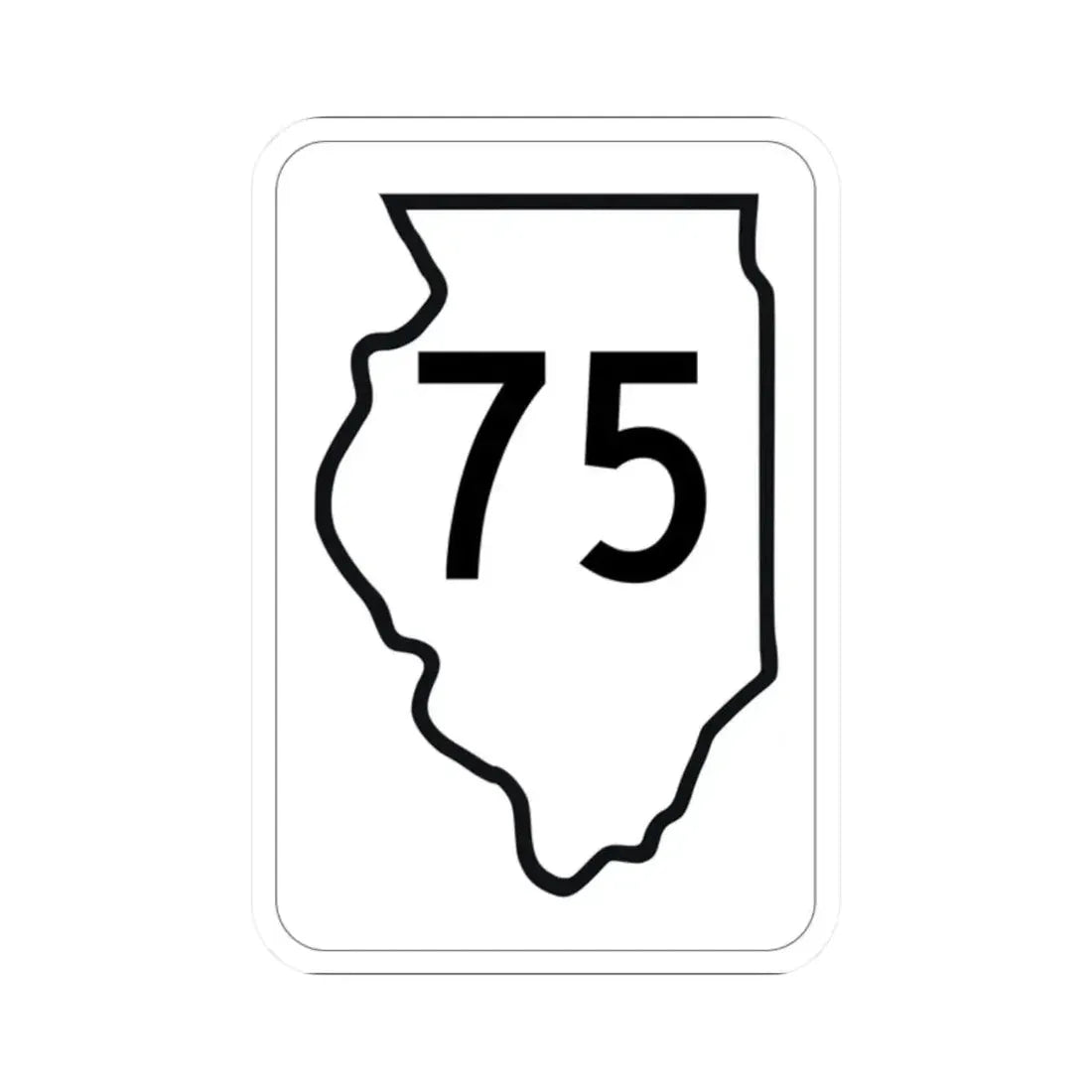 Illinois 75 1950 (Illinois) (Road Sign) STICKER Vinyl Kiss-Cut Decal 2 Inch White - The Sticker Space