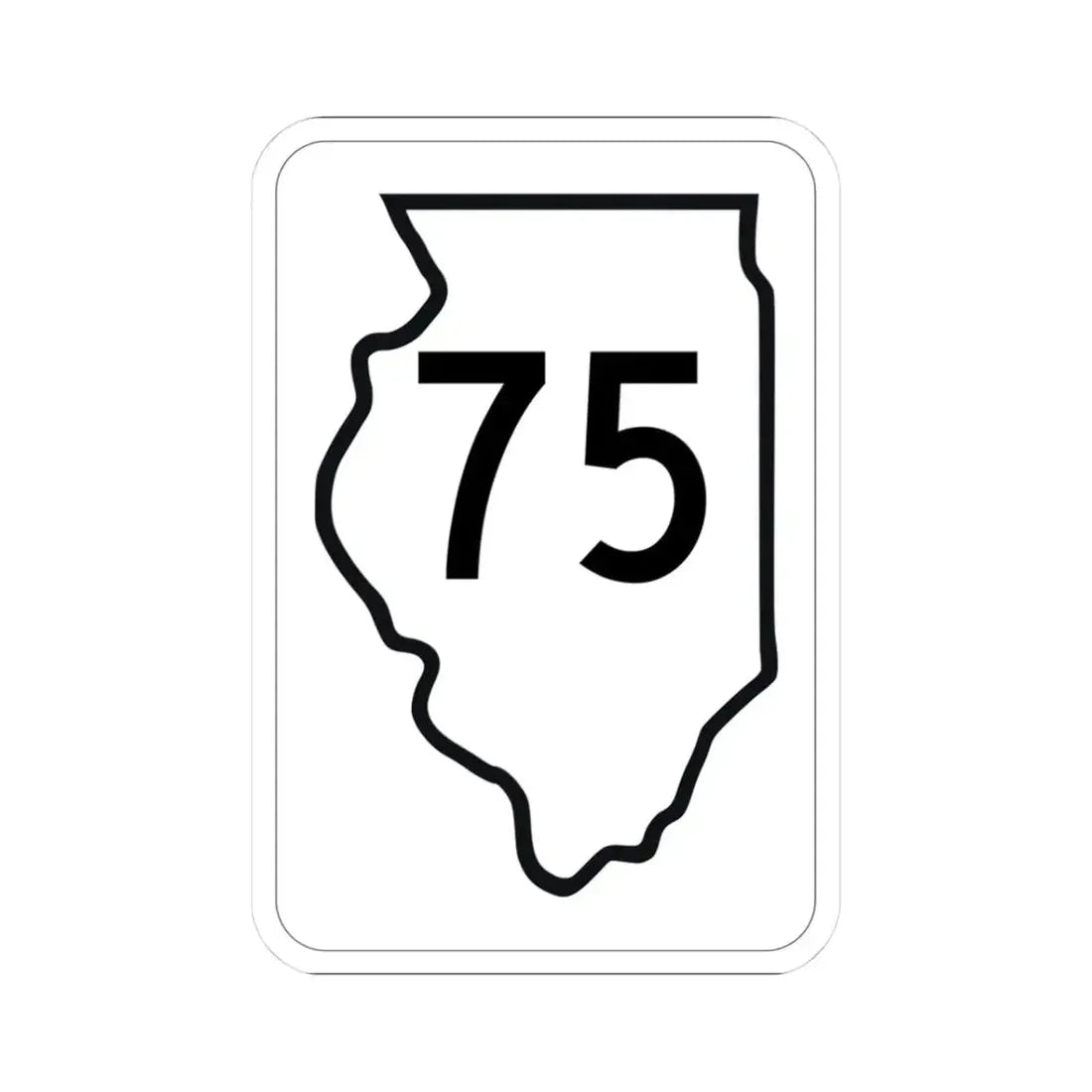 Illinois 75 1950 (Illinois) (Road Sign) STICKER Vinyl Kiss-Cut Decal 3 Inch White - The Sticker Space