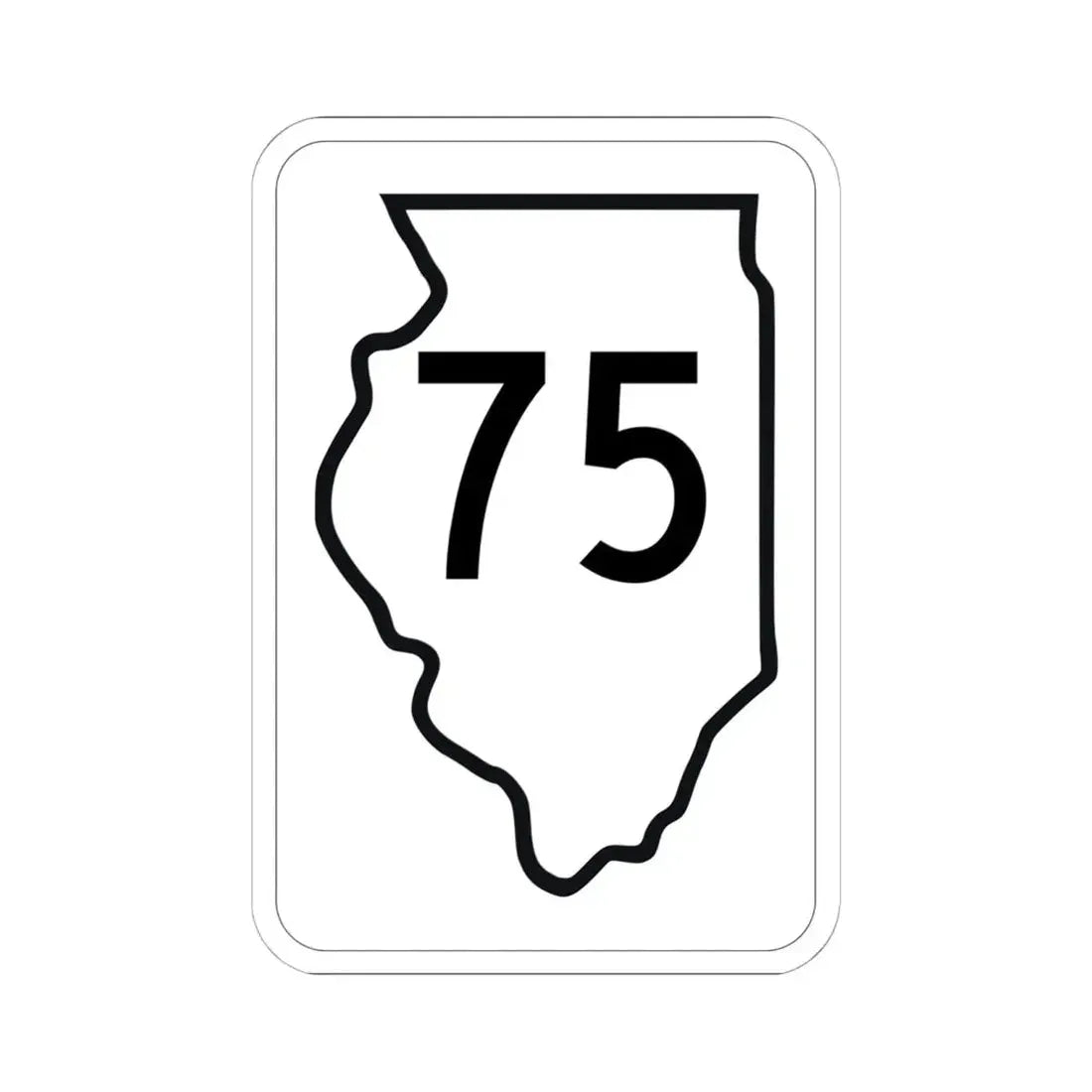 Illinois 75 1950 (Illinois) (Road Sign) STICKER Vinyl Kiss-Cut Decal 6 Inch White - The Sticker Space