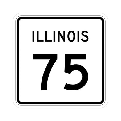 Illinois 75 (Illinois) (Road Sign) STICKER Vinyl Kiss-Cut Decal 3 Inch White - The Sticker Space