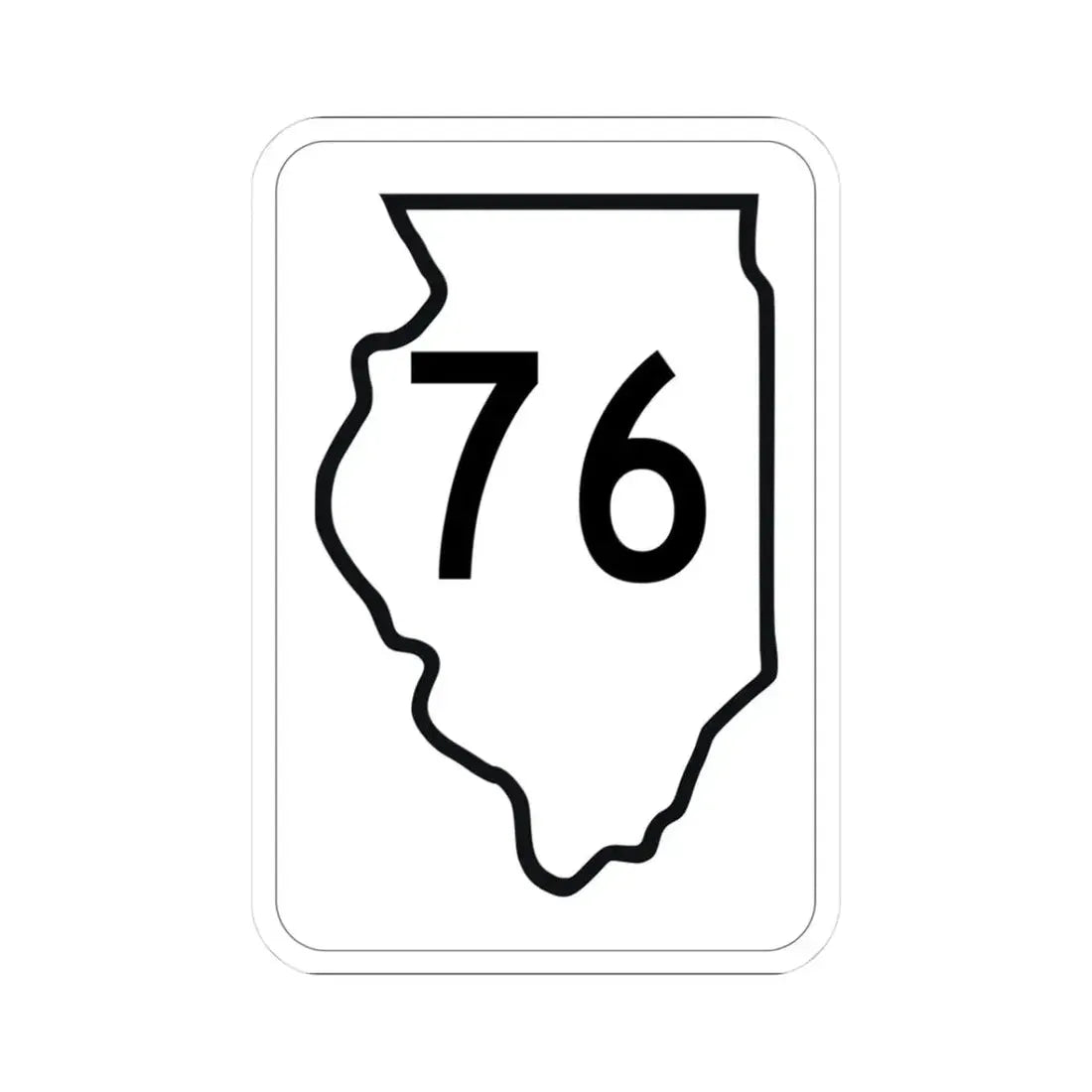 Illinois 76 1950 (Illinois) (Road Sign) STICKER Vinyl Kiss-Cut Decal 3 Inch White - The Sticker Space