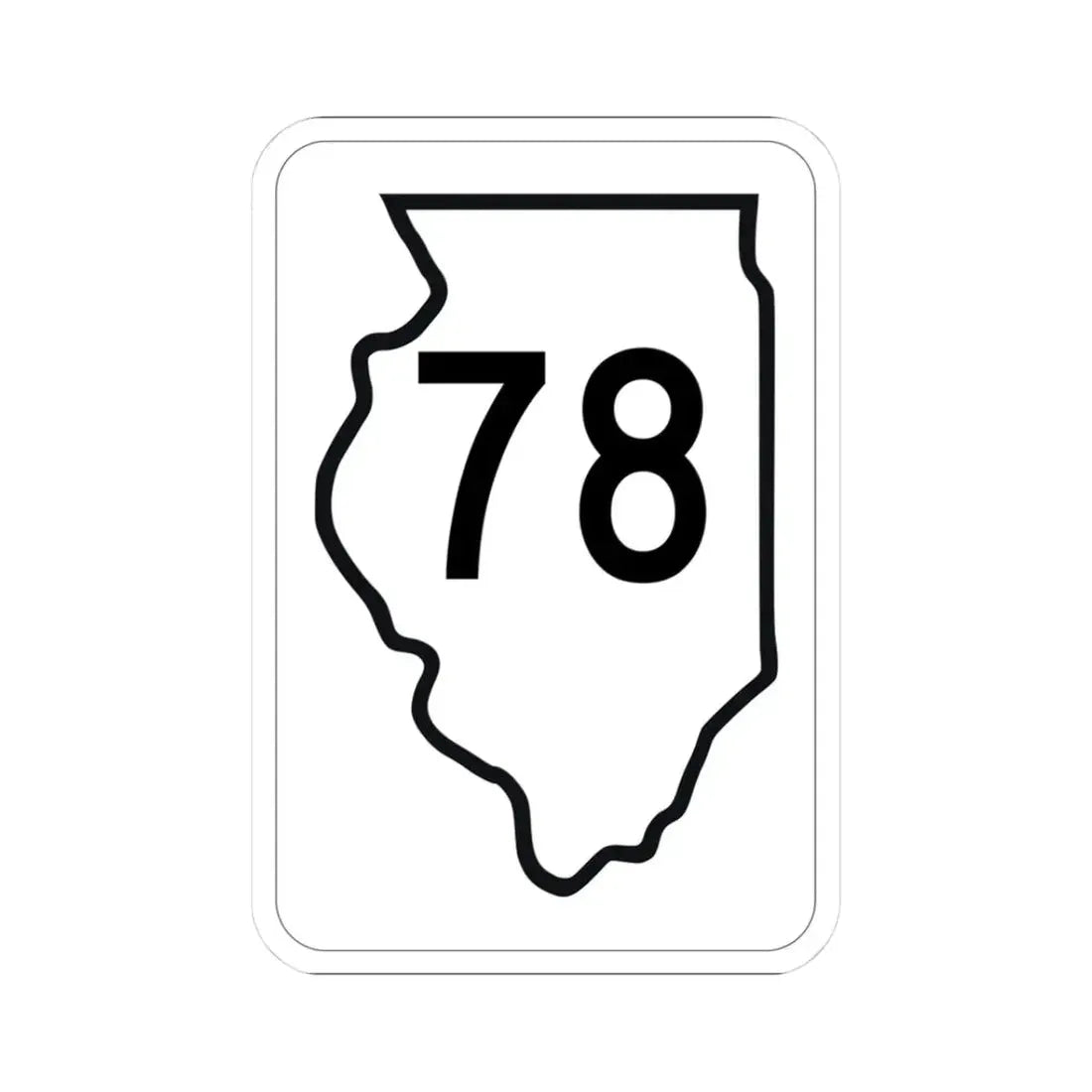 Illinois 78 1950 (Illinois) (Road Sign) STICKER Vinyl Kiss-Cut Decal 3 Inch White - The Sticker Space