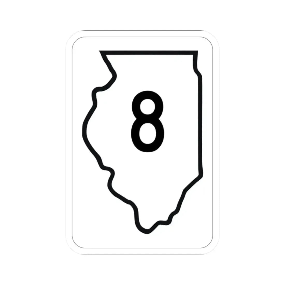 Illinois 8 1950 (Illinois) (Road Sign) STICKER Vinyl Kiss-Cut Decal 2 Inch White - The Sticker Space
