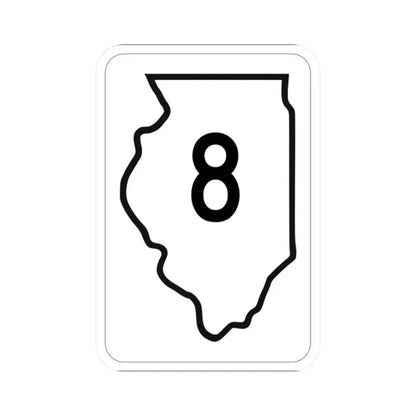 Illinois 8 1950 (Illinois) (Road Sign) STICKER Vinyl Kiss-Cut Decal 2 Inch White - The Sticker Space