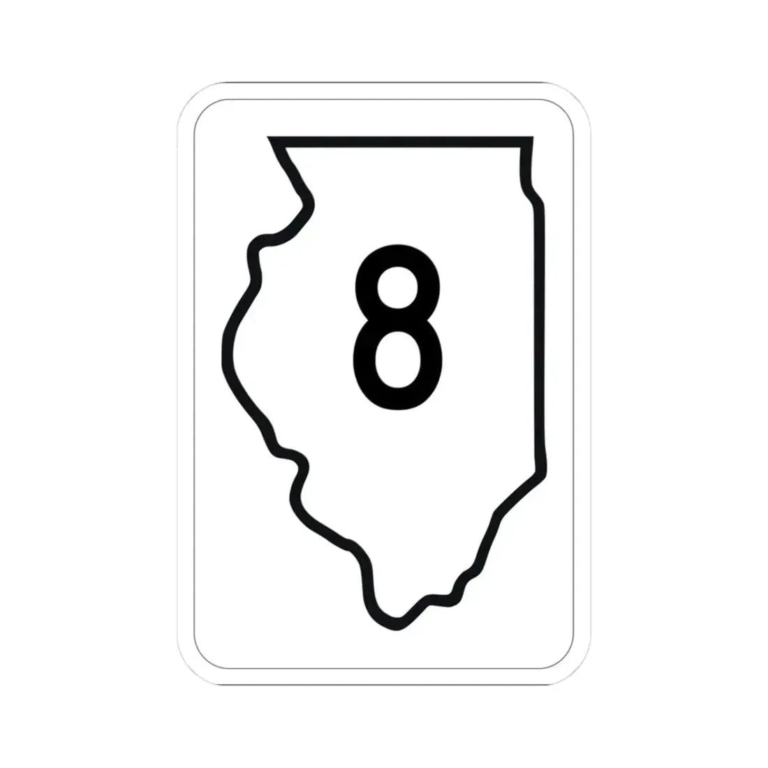 Illinois 8 1950 (Illinois) (Road Sign) STICKER Vinyl Kiss-Cut Decal 3 Inch White - The Sticker Space