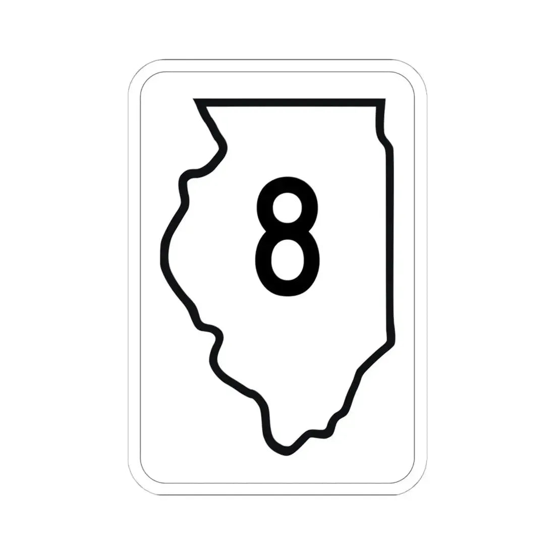 Illinois 8 1950 (Illinois) (Road Sign) STICKER Vinyl Kiss-Cut Decal 6 Inch White - The Sticker Space