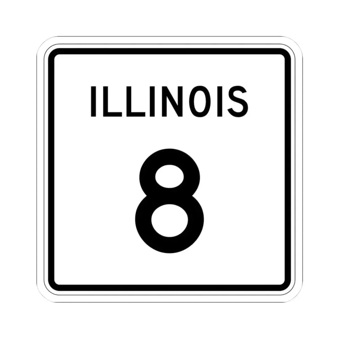 Illinois 8 (Illinois) (Road Sign) STICKER Vinyl Kiss-Cut Decal 3 Inch White - The Sticker Space