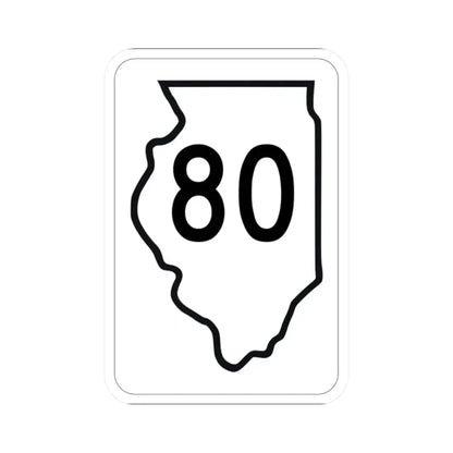 Illinois 80 1950 (Illinois) (Road Sign) STICKER Vinyl Kiss-Cut Decal 2 Inch White - The Sticker Space