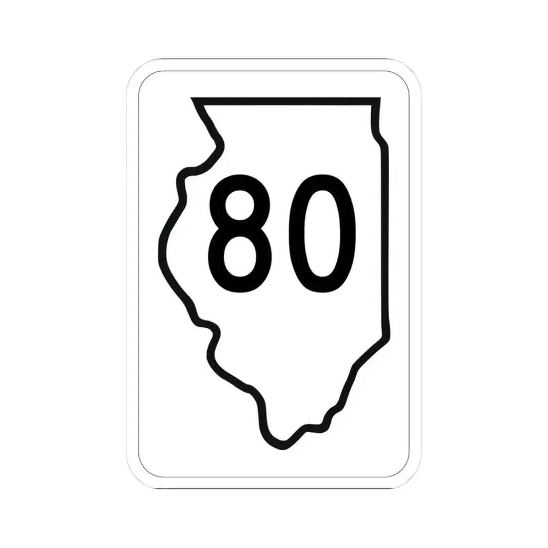 Illinois 80 1950 (Illinois) (Road Sign) STICKER Vinyl Kiss-Cut Decal 3 Inch White - The Sticker Space